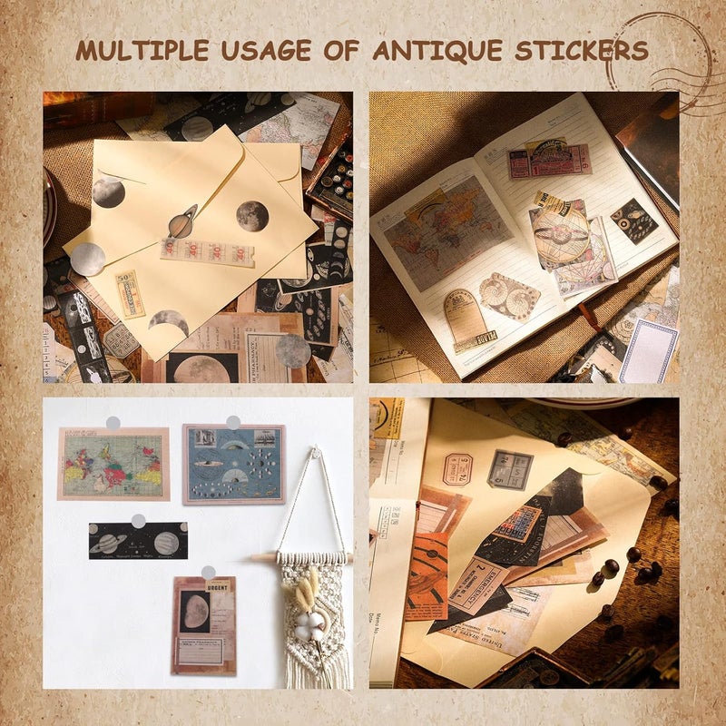 MITINU Scrapbook Supplies Pack (200 Pieces) for Art Journaling Bullet Junk Journal Supplies Planners DIY Vintage Stickers Craft Kits Notebook Collage Album Aesthetic Picture Frames (Celestial) - Image 5